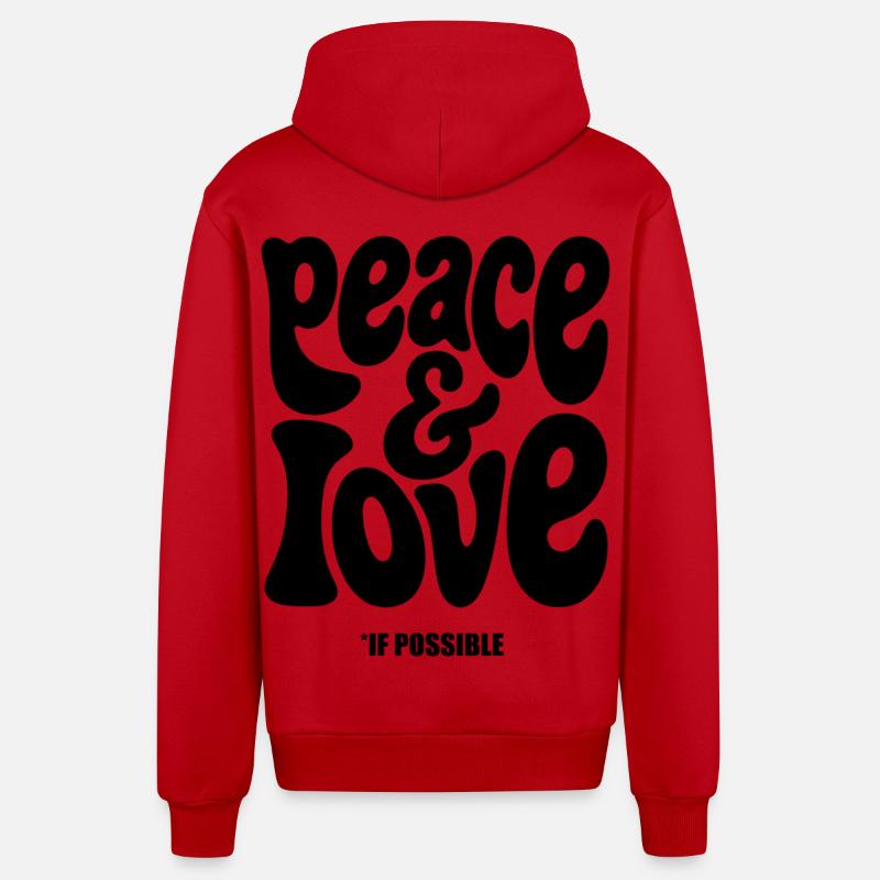 PEACE LOVE #1 - let's talk - Veste à capuche bio décontractée fabriquée en UE - rouge