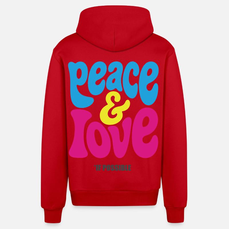 PEACE LOVE #4 - let's talk - Veste à capuche bio décontractée fabriquée en UE - rouge