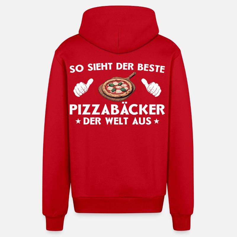 Pizza Bester Pizzabäcker Geschenkidee - Organic Relaxed Kapuzenjacke Made in EU - Rot