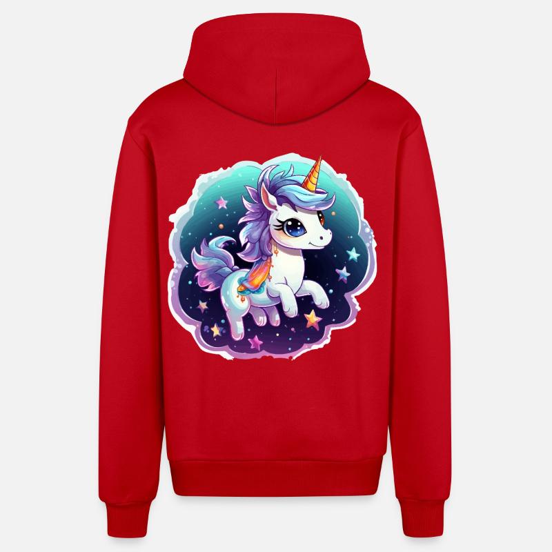 Kosmisches Einhorn mit Schal - Organic Relaxed Kapuzenjacke Made in EU - Rot