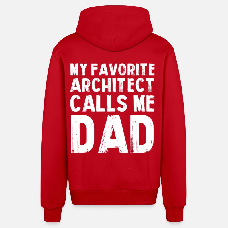 Mon architecte préféré est papa - Veste à capuche bio décontractée fabriquée en UE - rouge