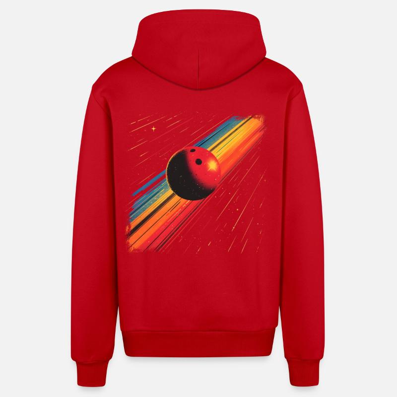 Boule de bowling des années 90 - Veste à capuche bio décontractée fabriquée en UE - rouge