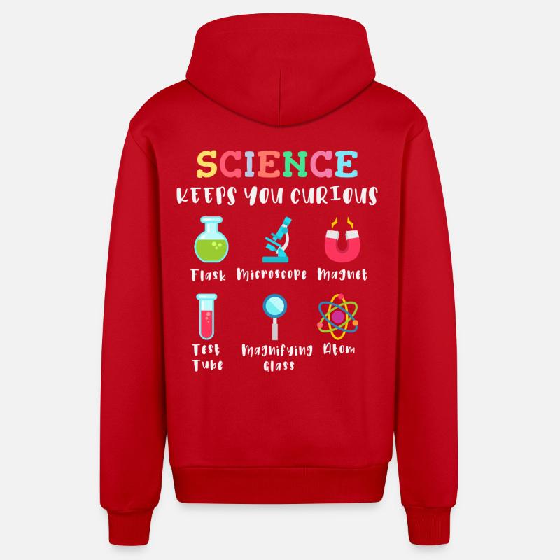 La science suscite la curiosité - Veste à capuche bio décontractée fabriquée en UE - rouge
