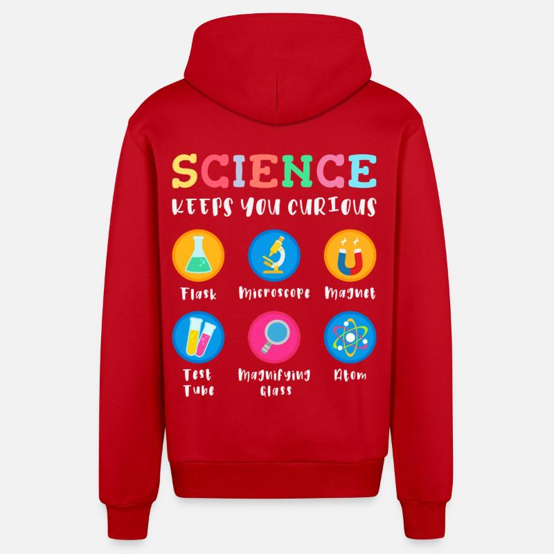 La science suscite la curiosité - Veste à capuche bio décontractée fabriquée en UE - rouge