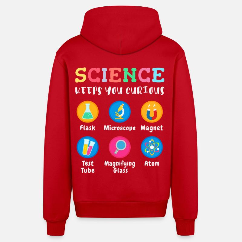 La science suscite la curiosité - Veste à capuche bio décontractée fabriquée en UE - rouge