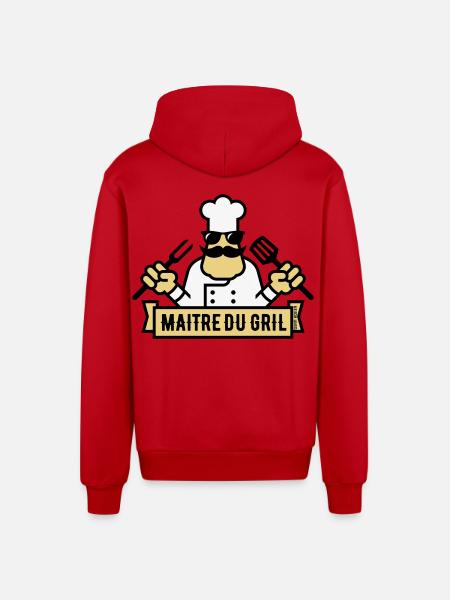 Grill Master (Grill / BBQ / BBQ / 3C) - Organic Relaxed Hooded Jacket Made in EU - red