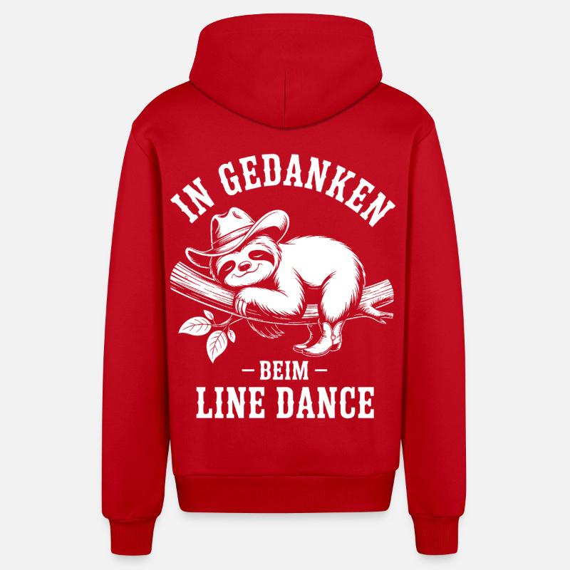Faultier träumt von Line Dance - Organic Relaxed Kapuzenjacke Made in EU - Rot
