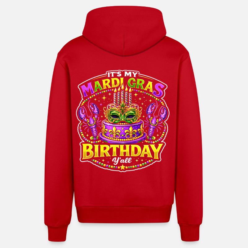 Masque d’anniversaire du Mardi Gras - Veste à capuche bio décontractée fabriquée en UE - rouge