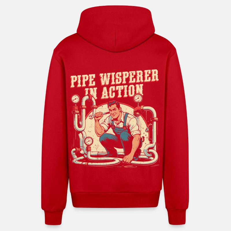 Pipe Layer Pipe Builder Pipe Whisperer - Veste à capuche bio décontractée fabriquée en UE - rouge