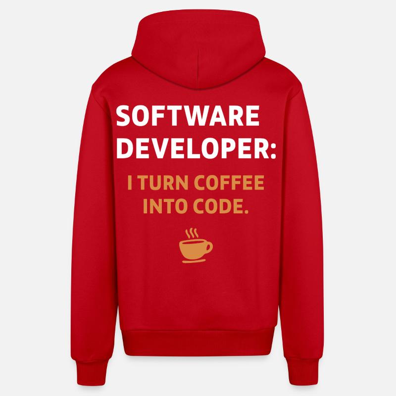 Software Developer - Coffee Edition - Organic Relaxed Hooded Jacket Made in EU - red