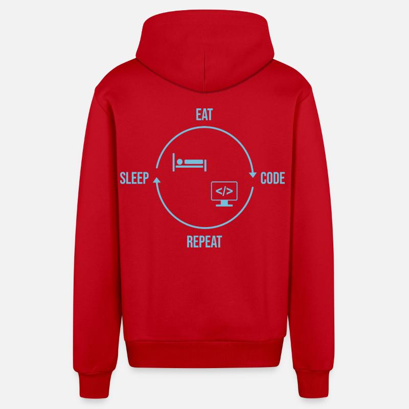 Eat Sleep Code Repeat - Programmierer Kreislauf - Organic Relaxed Kapuzenjacke Made in EU - Rot