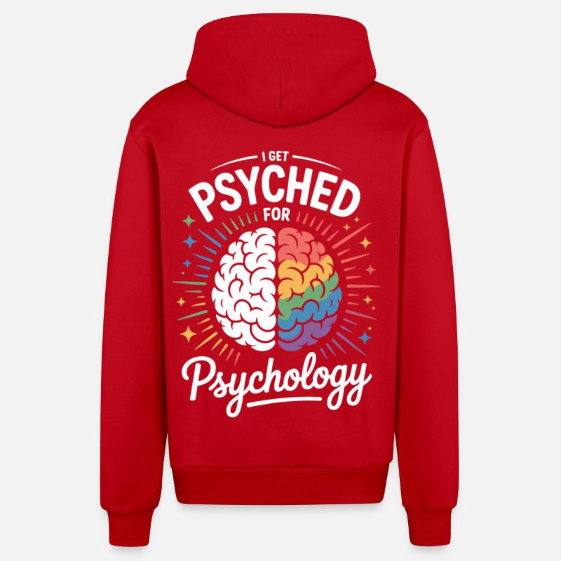 Psychédélique Psychedelic Brain - Veste à capuche bio décontractée fabriquée en UE - rouge