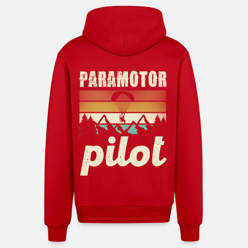 Paramotor Pilot Retro Sunset - Veste à capuche bio décontractée fabriquée en UE - rouge