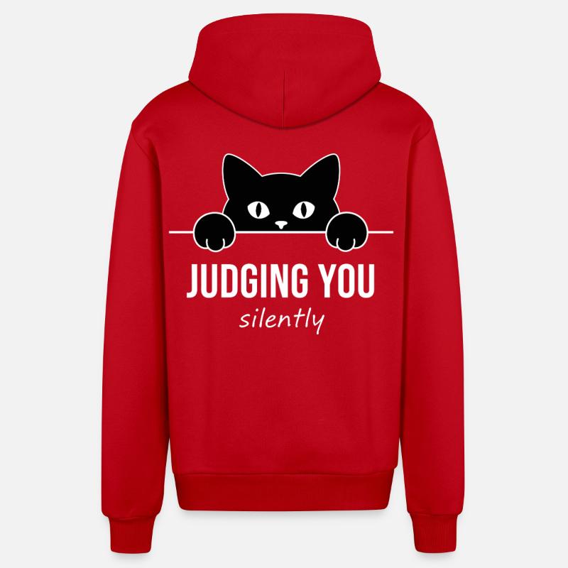 Te juger silencieusement - Chat drôle - Veste à capuche bio décontractée fabriquée en UE - rouge