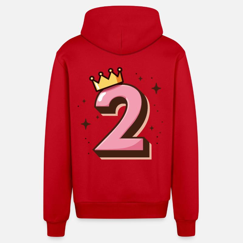 2e anniversaire Petite Princesse Couronne - Veste à capuche bio décontractée fabriquée en UE - rouge