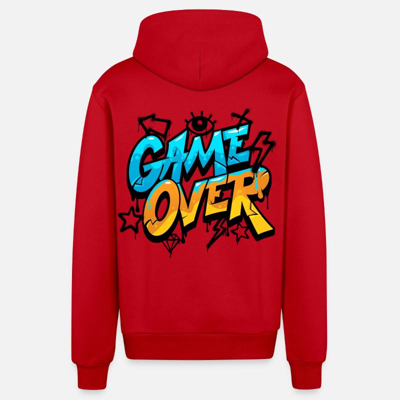 Game Over Graffiti Neon Gradient - Veste à capuche bio décontractée fabriquée en UE - rouge