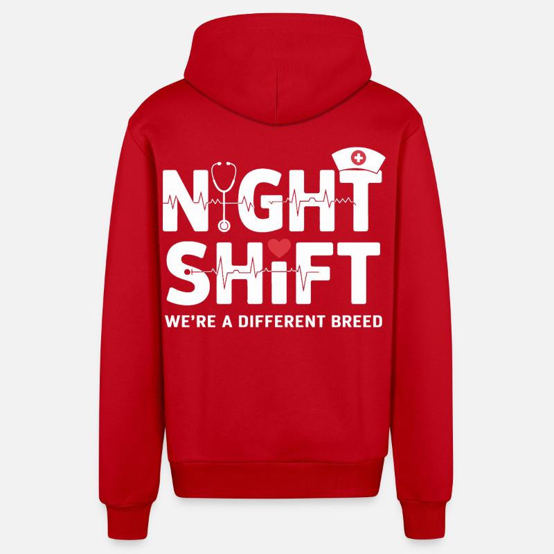 NachtSchicht Herzpfleger – Race différente - Veste à capuche bio décontractée fabriquée en UE - rouge