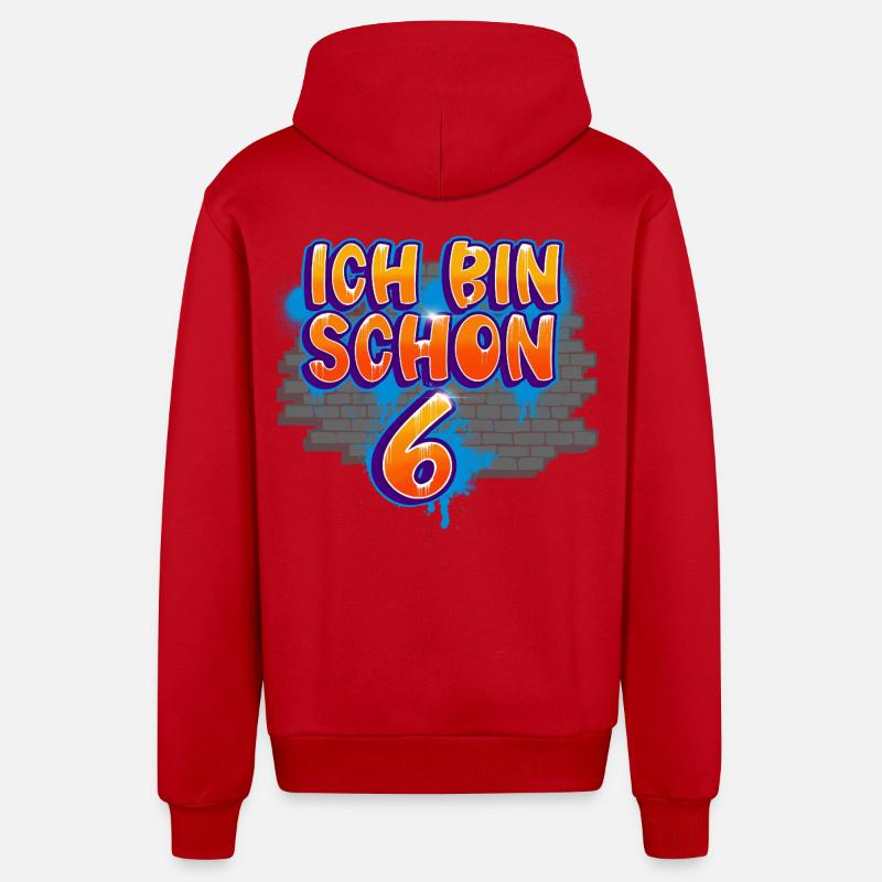 Graffiti du 6e anniversaire - Veste à capuche bio décontractée fabriquée en UE - rouge