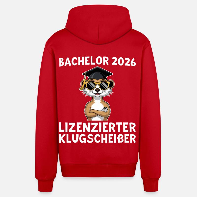 Abschlussprüfung 2026 Bachelortitel Geschenkidee - Organic Relaxed Kapuzenjacke Made in EU - Rot