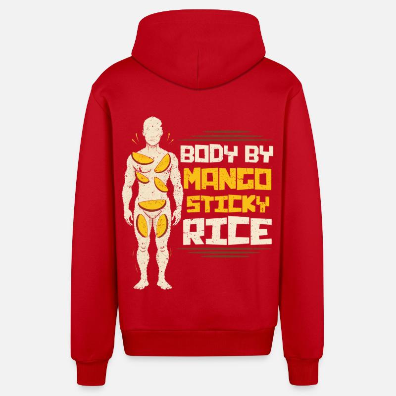 Riz gluant à la mangue - Veste à capuche bio décontractée fabriquée en UE - rouge