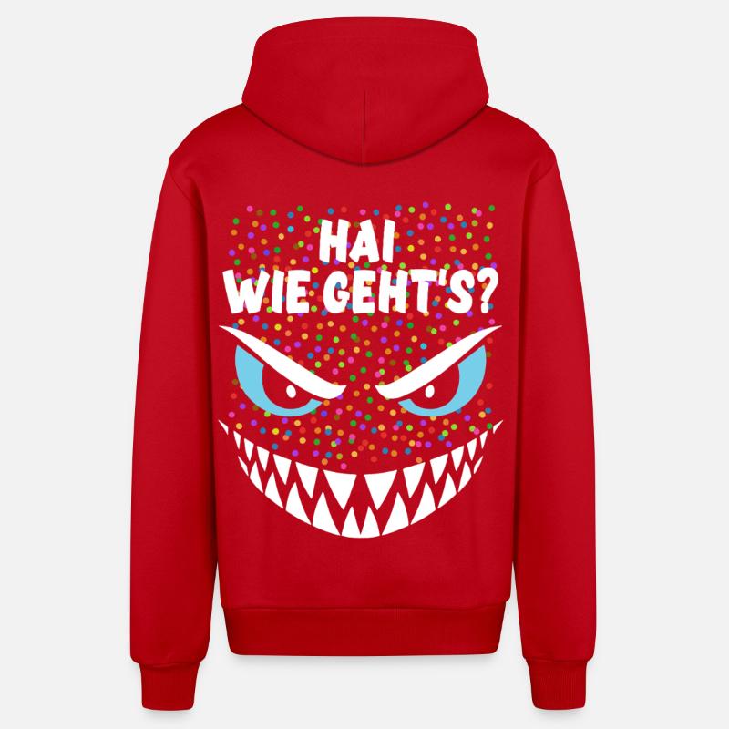Requin, comment vas-tu ? | Costume, Carnaval, Déguisement - Veste à capuche bio décontractée fabriquée en UE - rouge