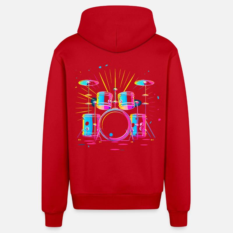 percussion - Veste à capuche bio décontractée fabriquée en UE - rouge