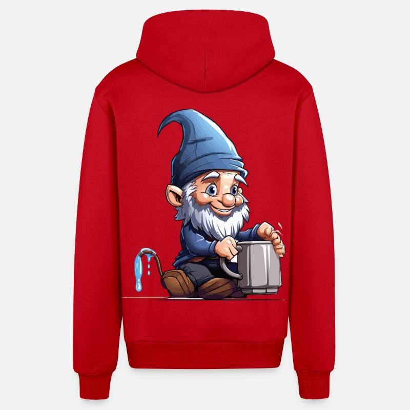 GnomePotterBlue - Veste à capuche bio décontractée fabriquée en UE - rouge