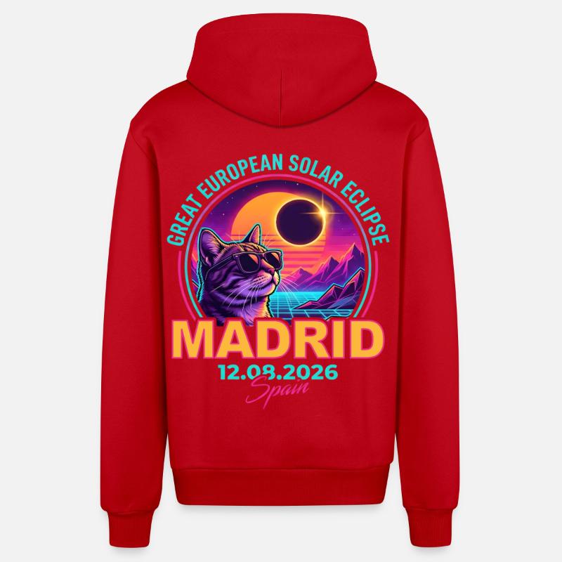 Éclipse de Solar Cat Madrid 2026 - Veste à capuche bio décontractée fabriquée en UE - rouge