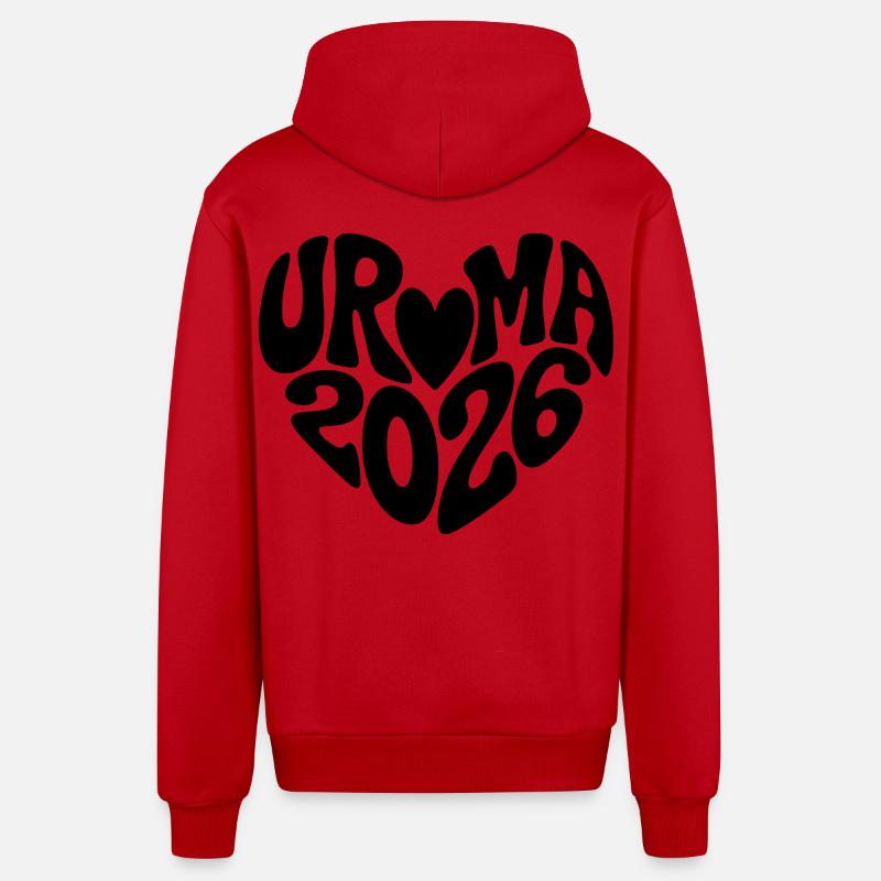 Forme de cœur arrière-grand-mère 2026 - Veste à capuche bio décontractée fabriquée en UE - rouge