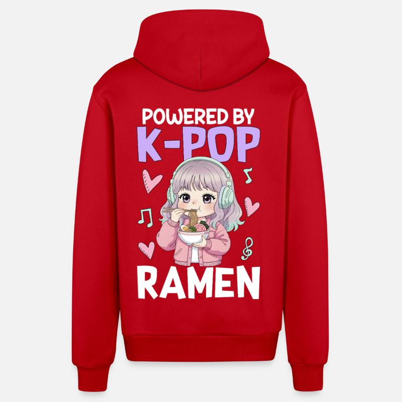 Powered By K-Pop Ramen - Organic Relaxed Kapuzenjacke Made in EU - Rot