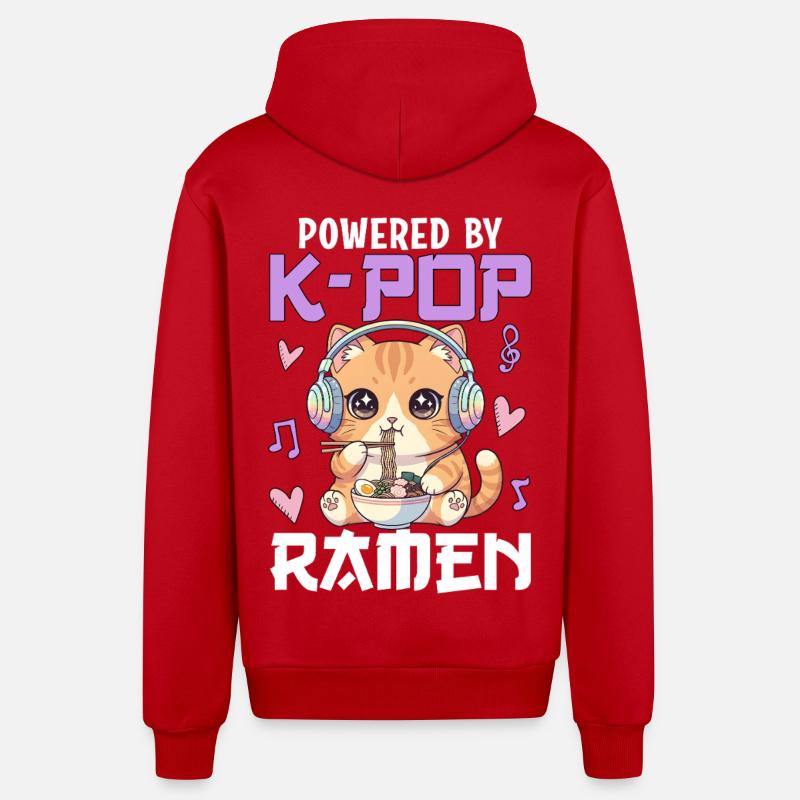 Propulsé par des ramen K-Pop - Veste à capuche bio décontractée fabriquée en UE - rouge