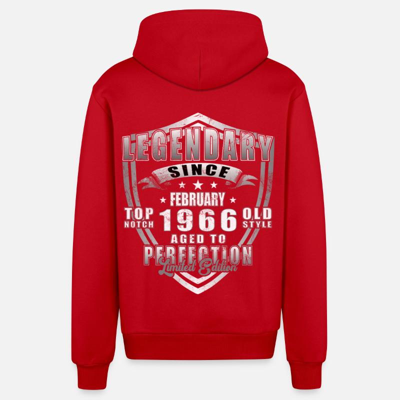 Février 1966 - Février 1966 Don - Veste à capuche bio décontractée fabriquée en UE - rouge
