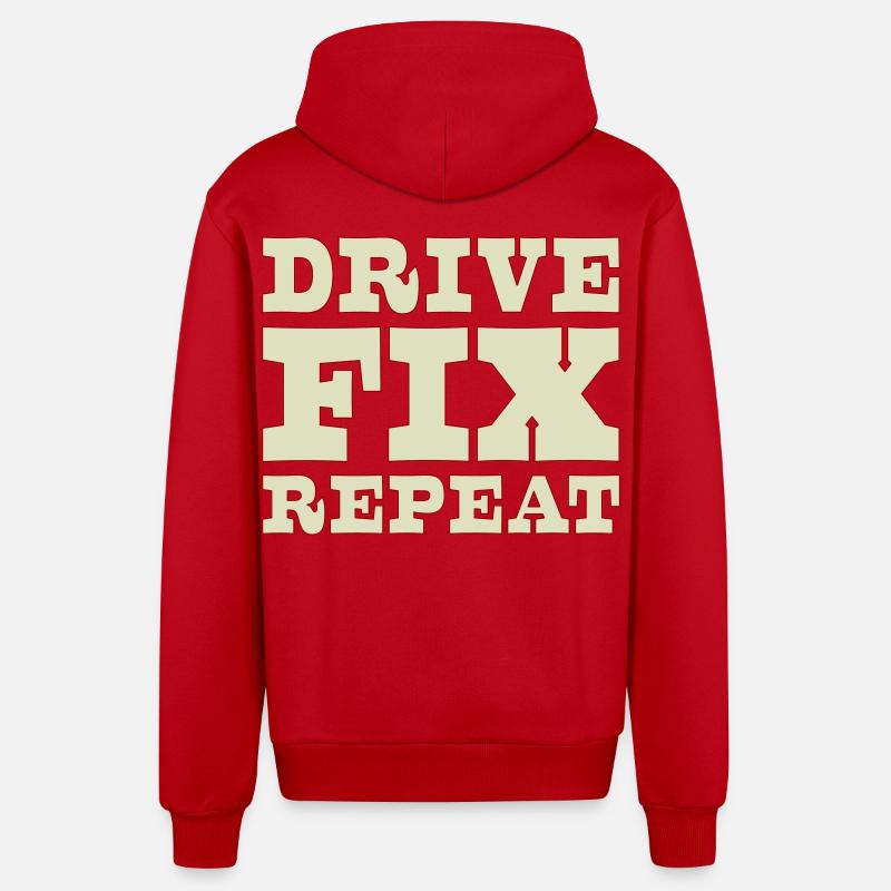 45b_solid_Drive_Fix_Repeat - Veste à capuche bio décontractée fabriquée en UE - rouge