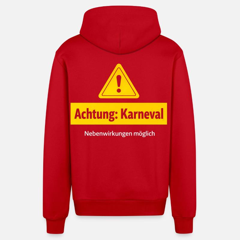 Attention, effets secondaires possibles de carnaval - Veste à capuche bio décontractée fabriquée en UE - rouge