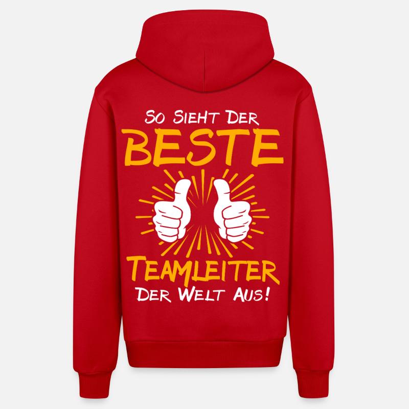 Idée cadeau de chef d’équipe - Veste à capuche bio décontractée fabriquée en UE - rouge