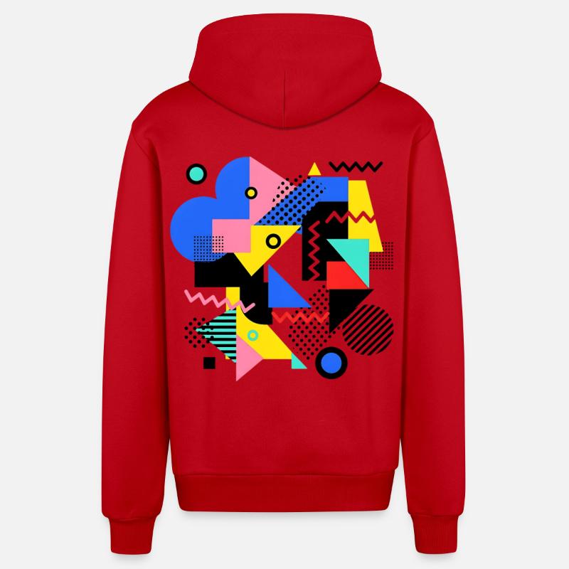 Geometrische Farbexplosion Pop Art - Organic Relaxed Kapuzenjacke Made in EU - Rot