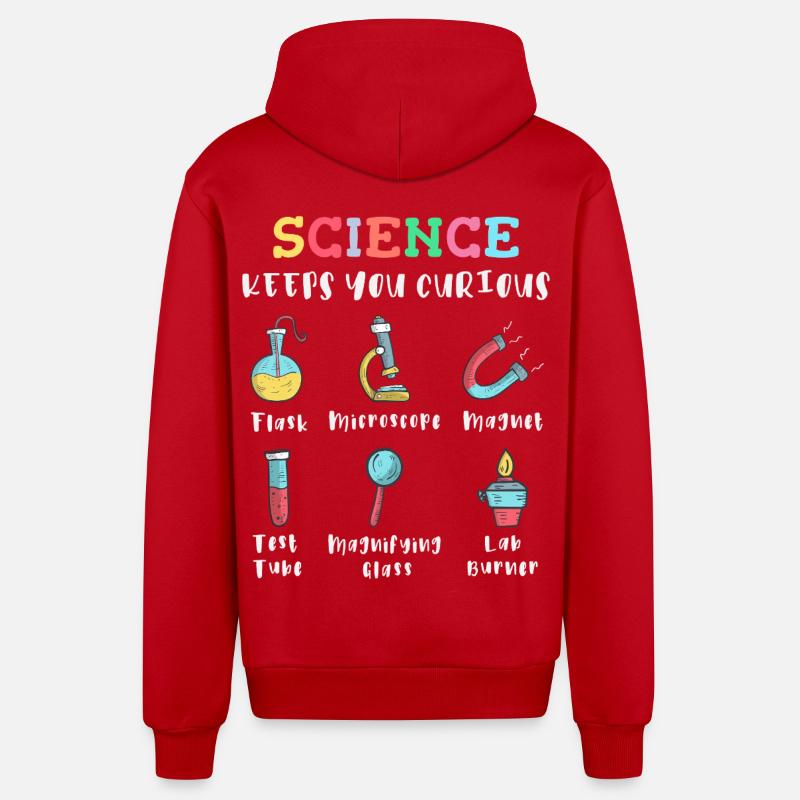 La science suscite la curiosité - Veste à capuche bio décontractée fabriquée en UE - rouge