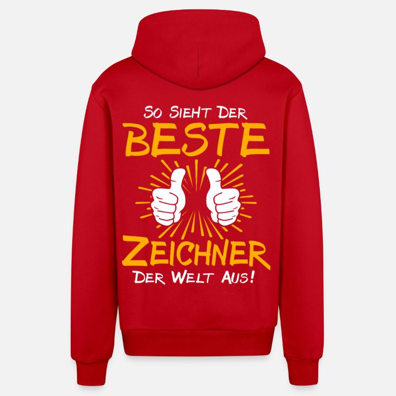 Idée de cadeau pour dessinateur - Veste à capuche bio décontractée fabriquée en UE - rouge