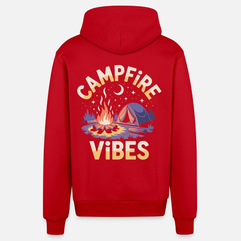 Ambiance de feu de camp - Veste à capuche bio décontractée fabriquée en UE - rouge