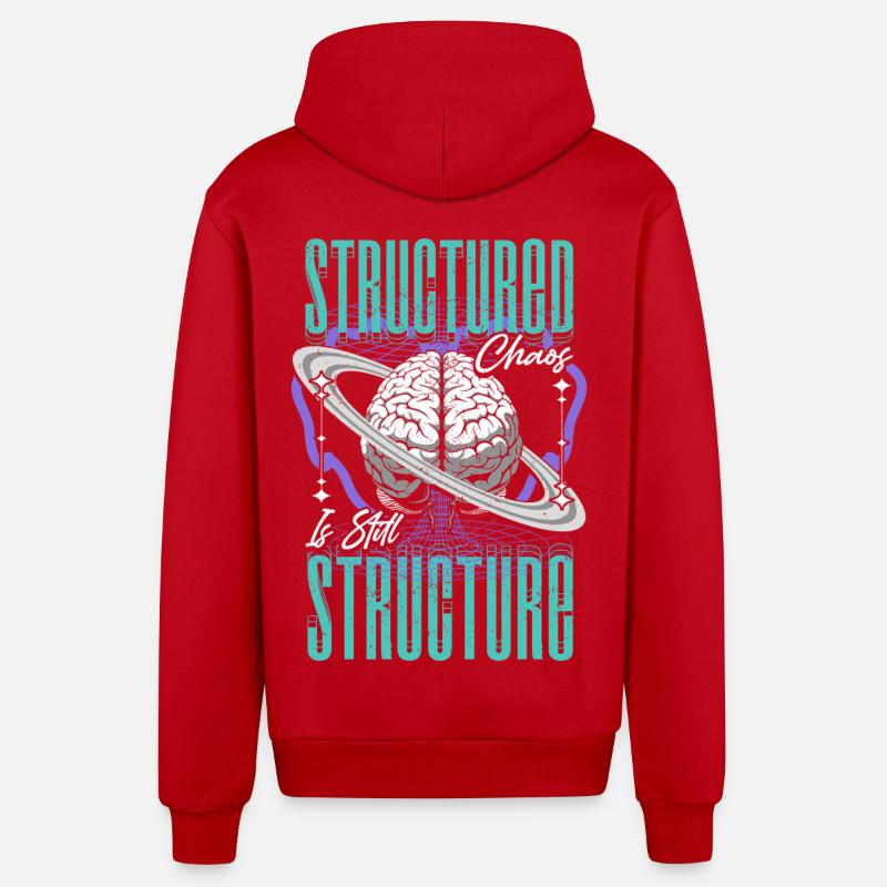 Neurodiversité neurodivergente structurée chaos - Veste à capuche bio décontractée fabriquée en UE - rouge