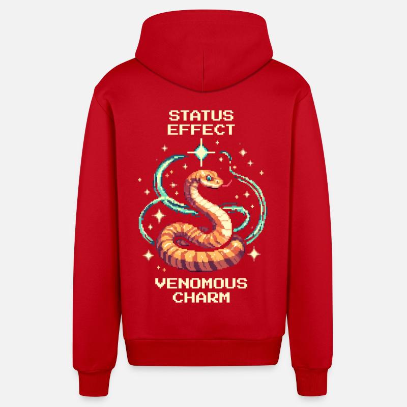 Toxic Charm | Snake Status Effect - Organic Relaxed Hooded Jacket Made in EU - red