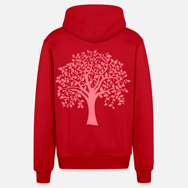 Silhouette icône d’arbre jumbo rouge imprimé - Veste à capuche bio décontractée fabriquée en UE - rouge
