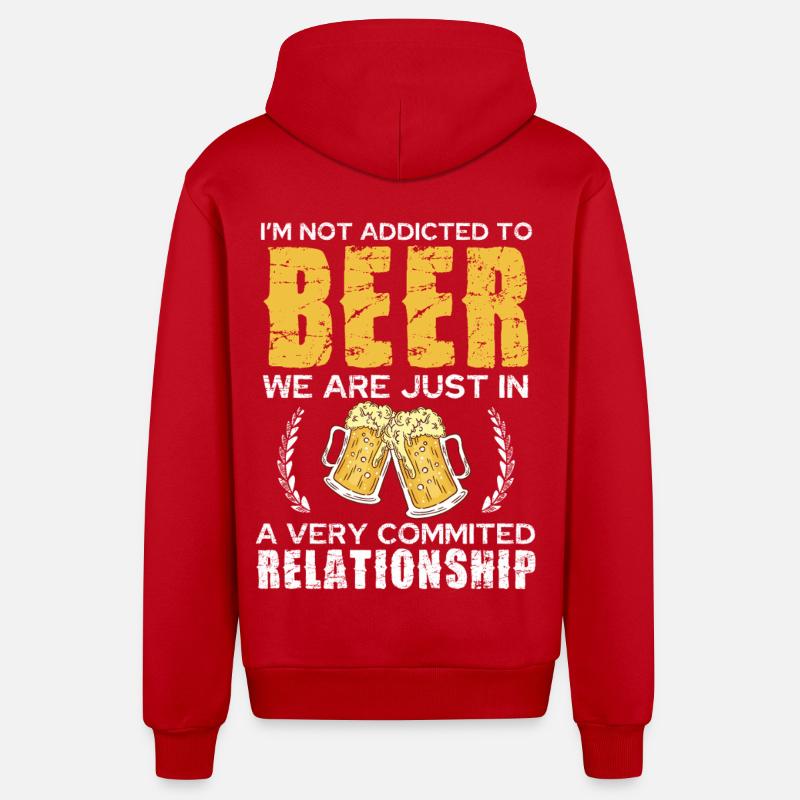 Relation amoureuse de bière Chemise blague - Veste à capuche bio décontractée fabriquée en UE - rouge