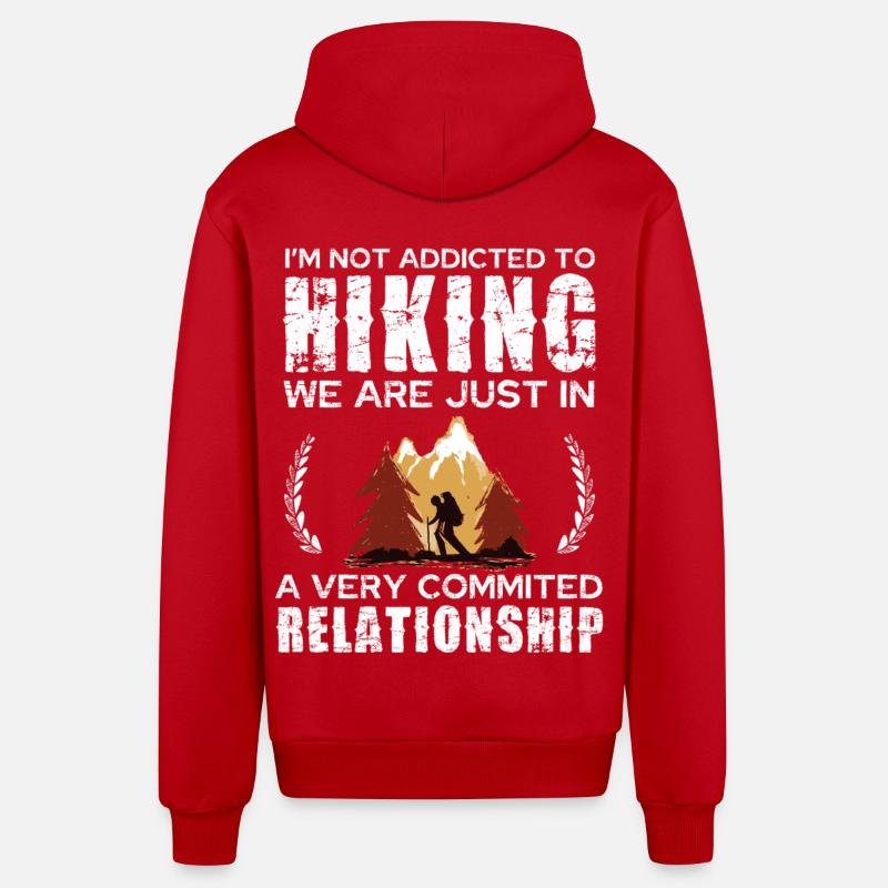 Hiking Commitment Tee Design - Organic Relaxed Hooded Jacket Made in EU - red