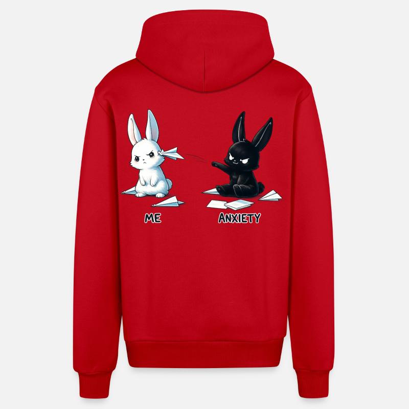 Conception du mème Fear Bunny - Veste à capuche bio décontractée fabriquée en UE - rouge
