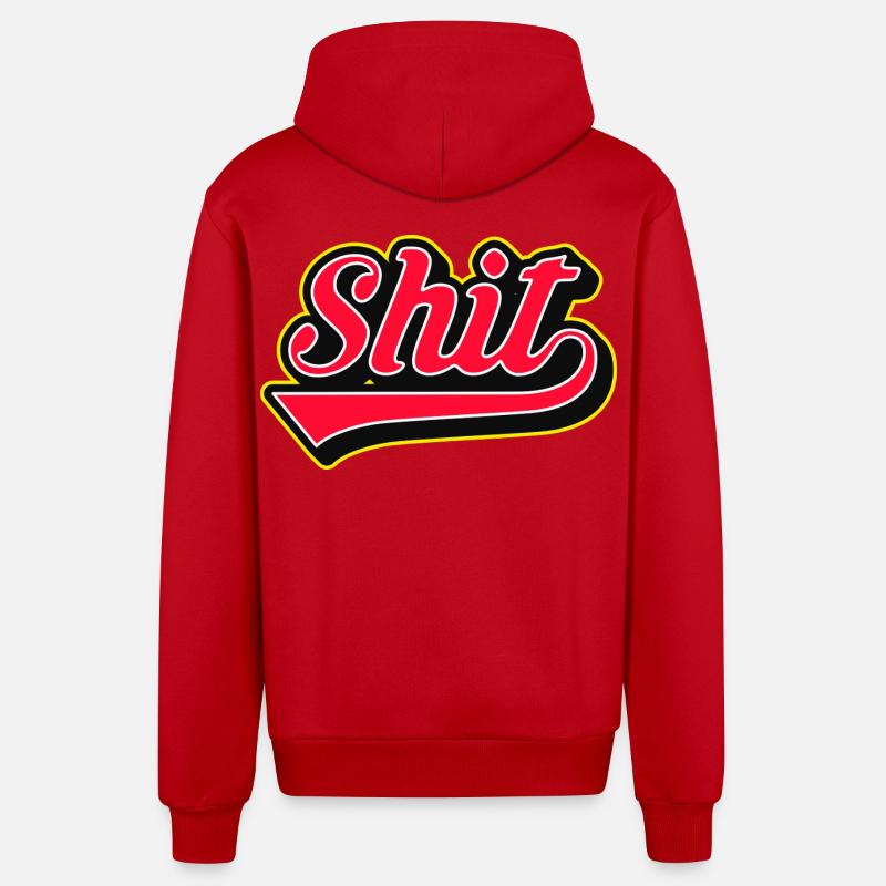 Shit Word Script Logo - Organic Relaxed Kapuzenjacke Made in EU - Rot