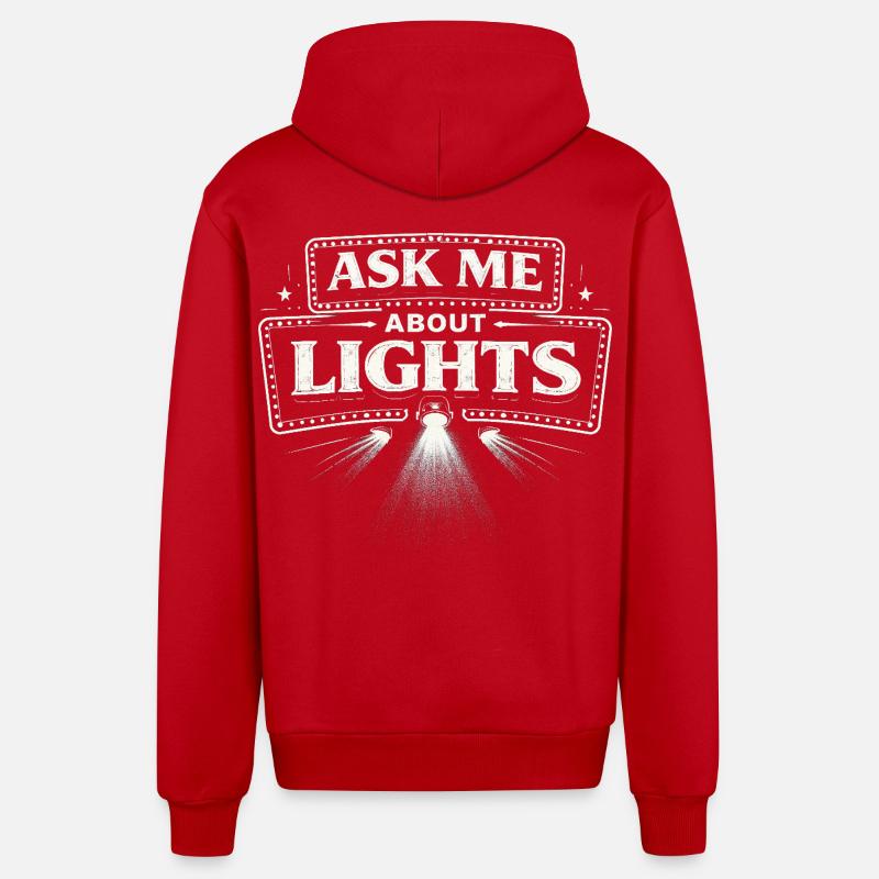 Lichttechniker Ask Me About Lights - Organic Relaxed Kapuzenjacke Made in EU - Rot