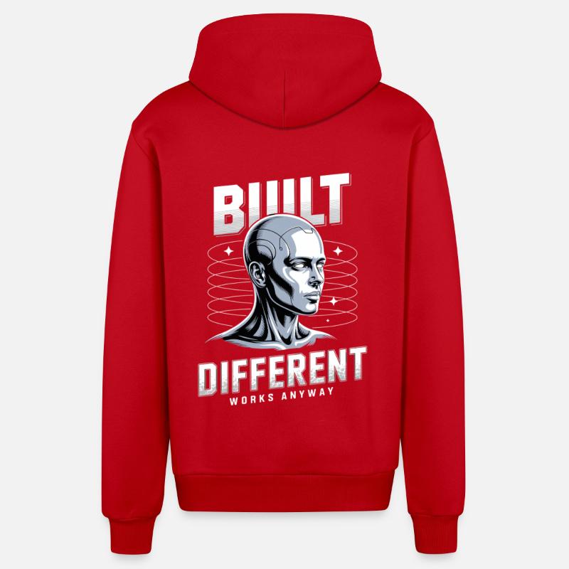 Neurodiversité neurodivergente construite différend - Veste à capuche bio décontractée fabriquée en UE - rouge