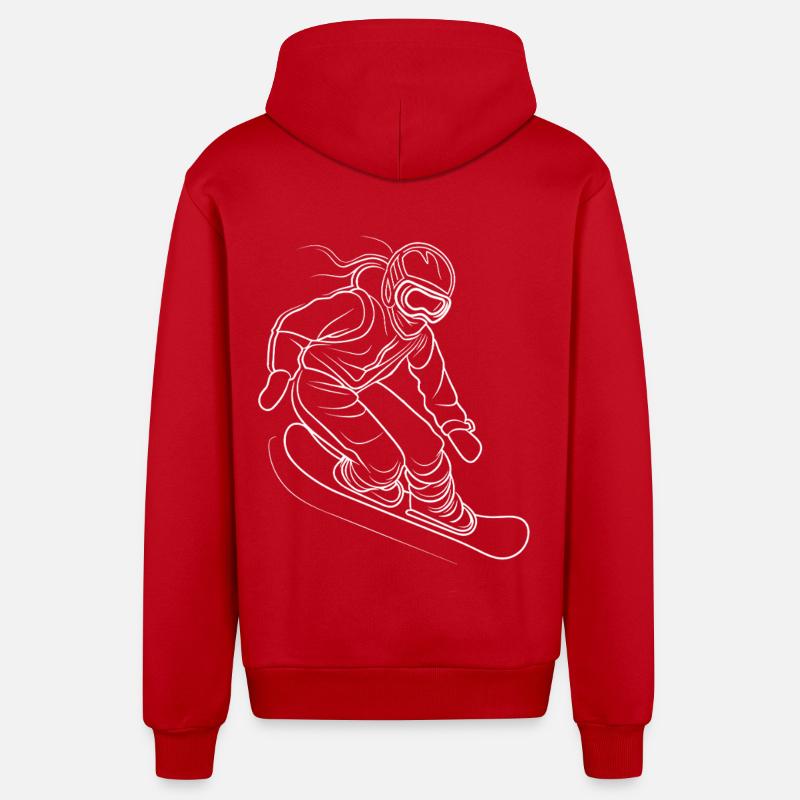 Art de lignes de snowboardeuse - Veste à capuche bio décontractée fabriquée en UE - rouge