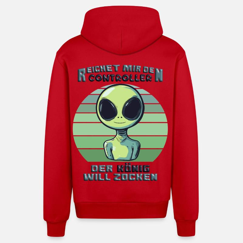 Alien - reichet mir den controller - Organic Relaxed Kapuzenjacke Made in EU - Rot